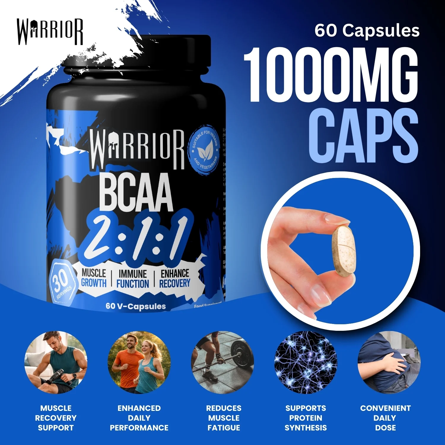 Warrior BCAA 2:1:1 - 60 Caps - Image 3