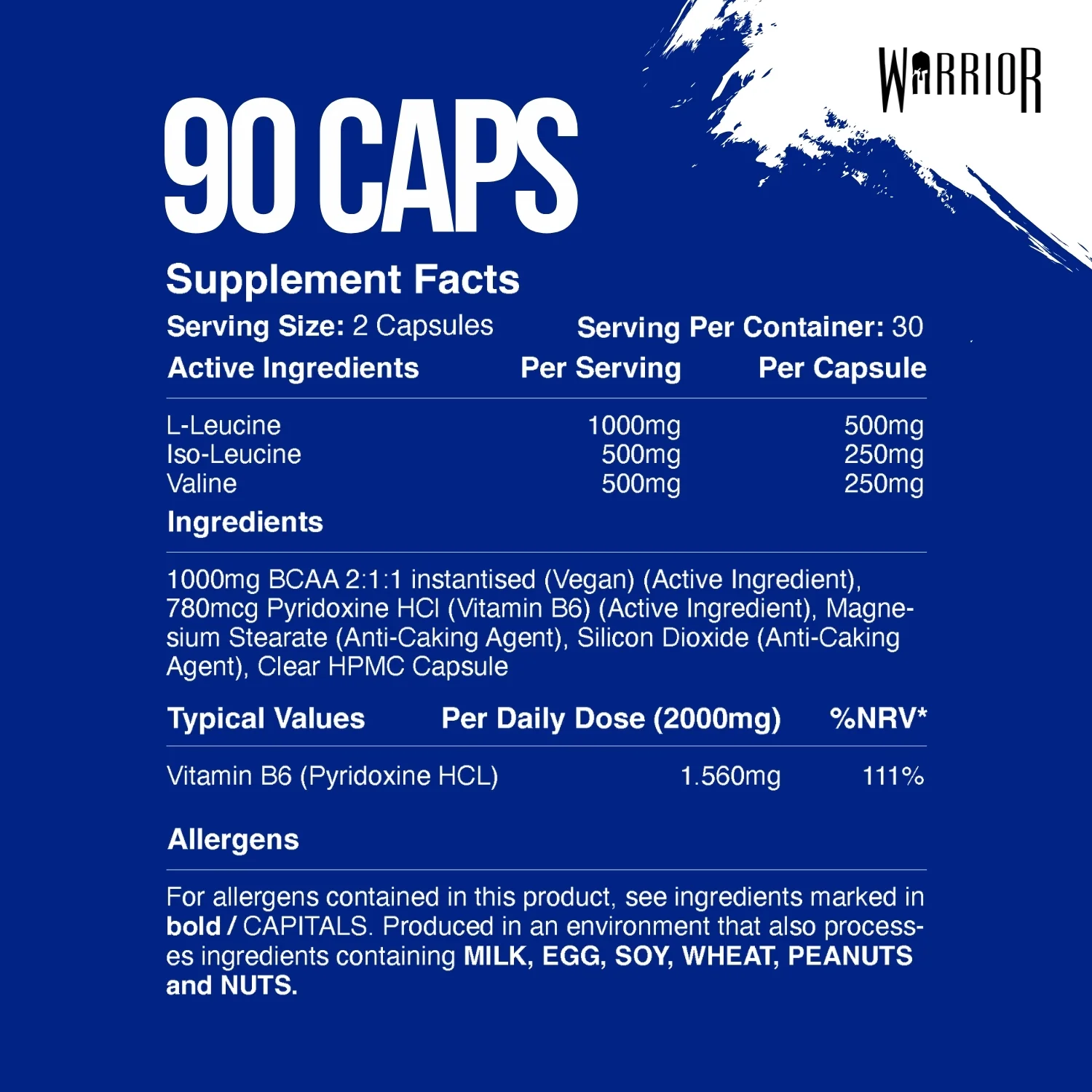Warrior BCAA 2:1:1 - 60 Caps - Image 6