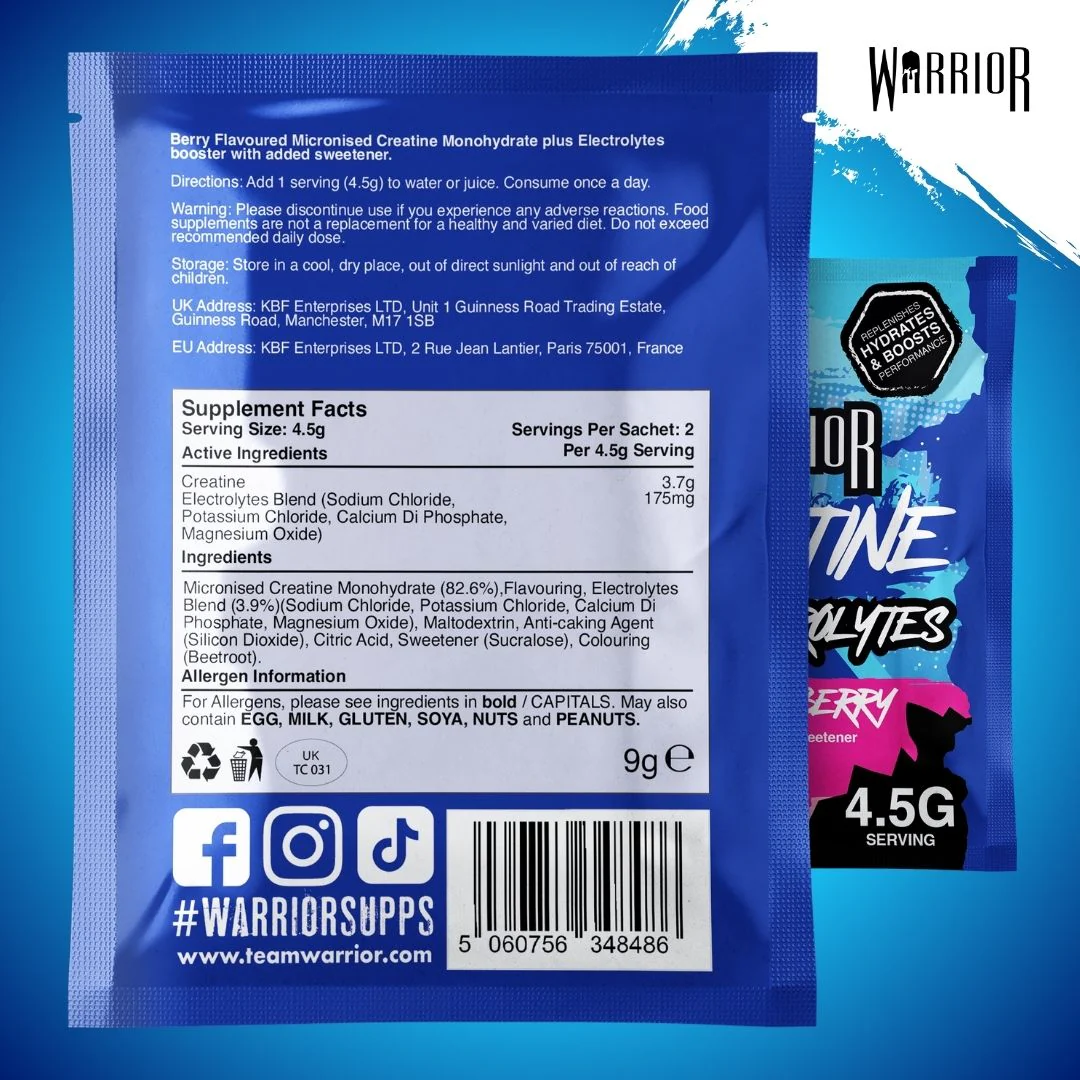 Warrior Creatine Plus Electrolytes – 15 Sachet Pack (30 Servings) - Image 7