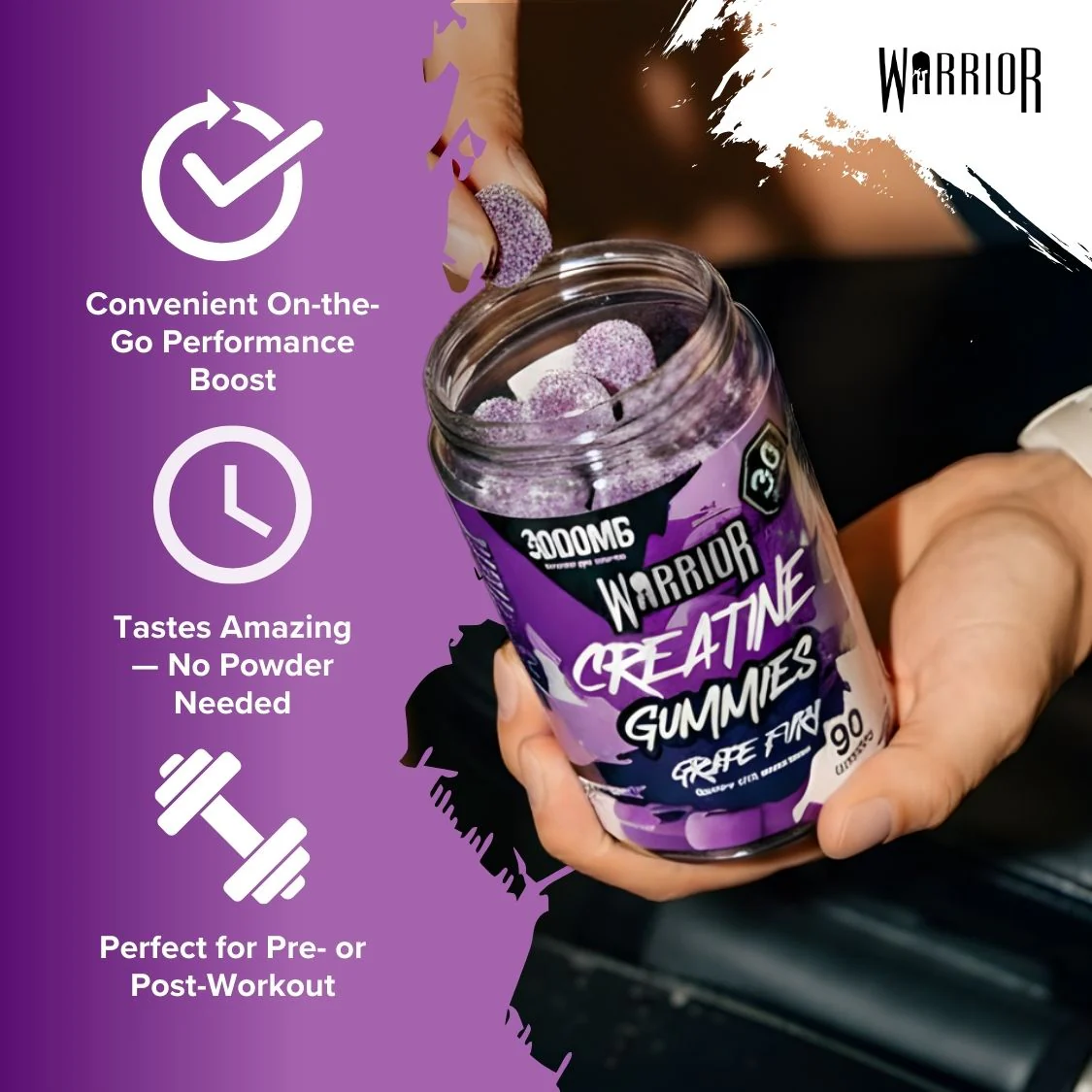 Warrior Creatine Monohydrate Gummies | 90 Gummies | 3000mg - Image 10