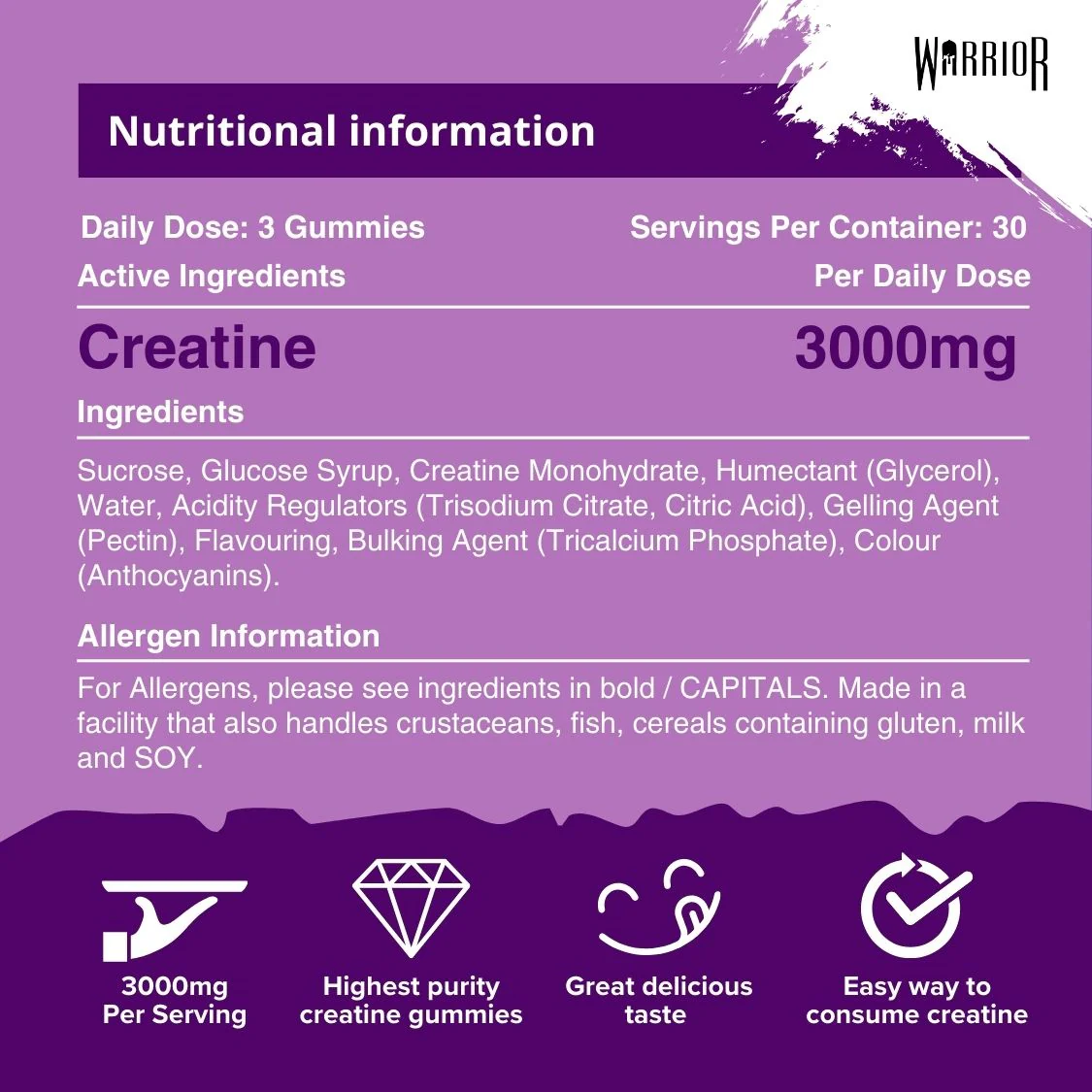Warrior Creatine Monohydrate Gummies | 90 Gummies | 3000mg - Image 13