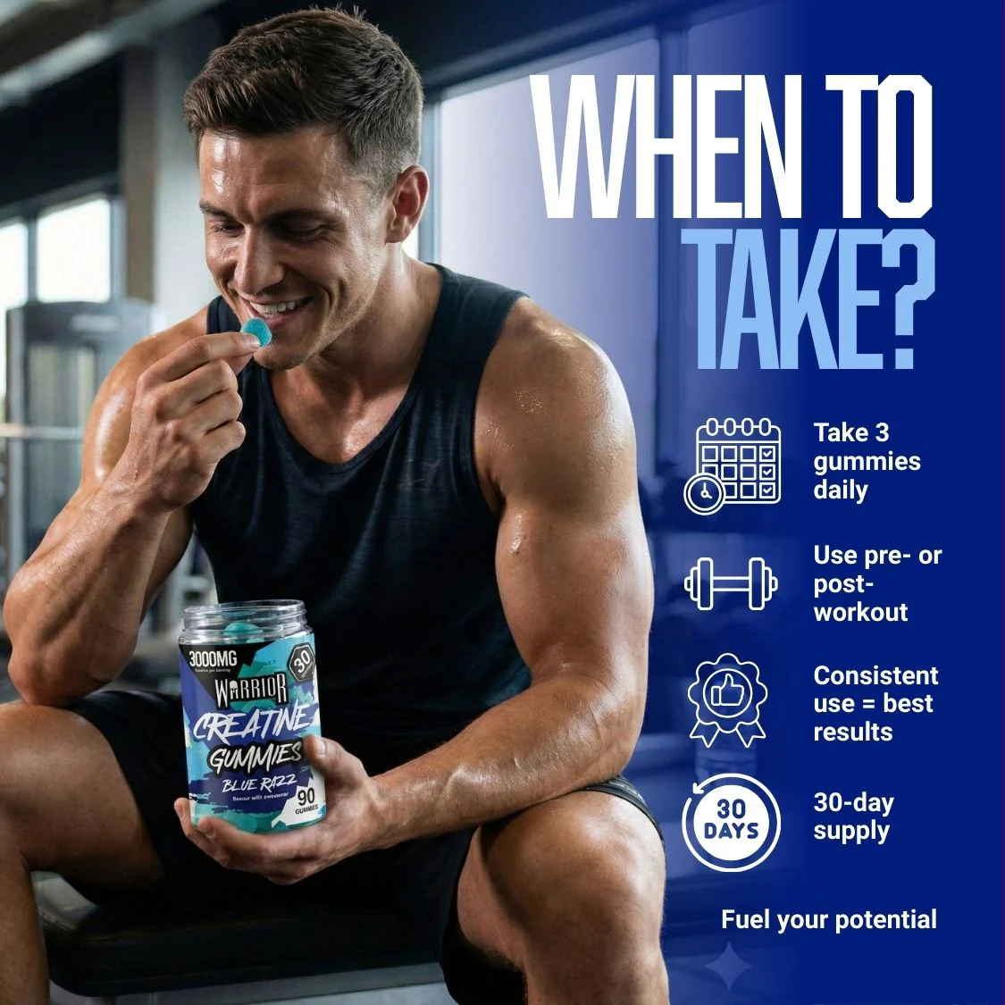 Warrior Creatine Monohydrate Gummies | 90 Gummies | 3000mg - Image 3