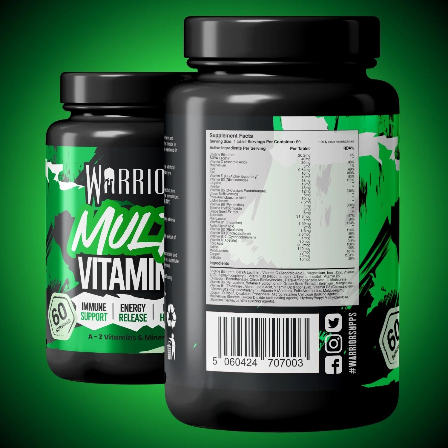 Warrior Multi Vitamin - 60 Tabs (2 Month Supply) - Image 9