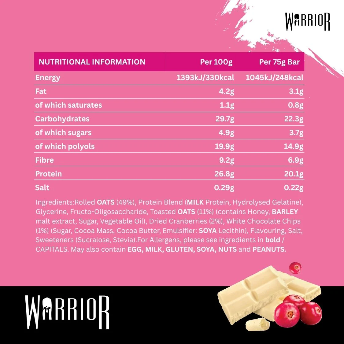 Warrior RAW Protein Bar - 12 x 75g Bars - Image 13