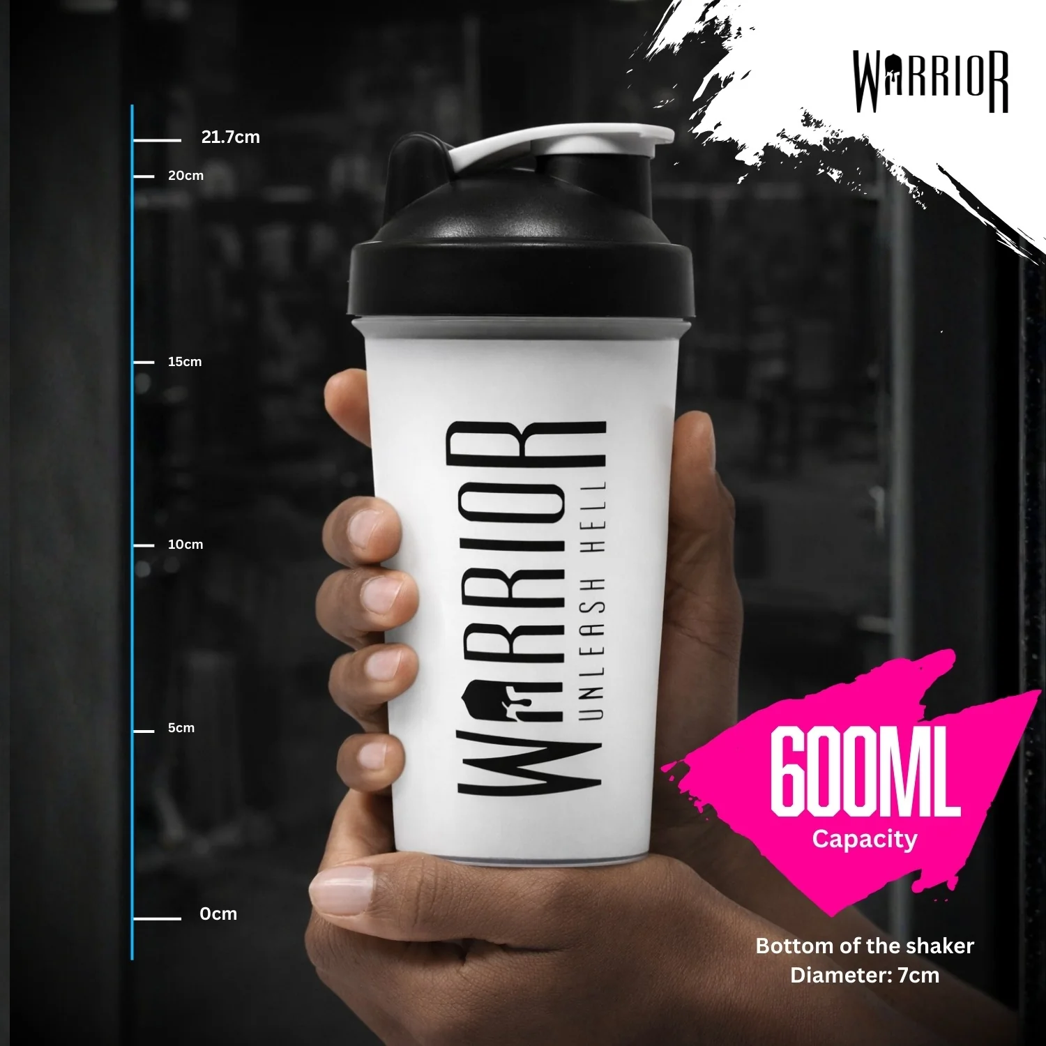 Warrior Shaker – 600ml | Premium Leak-Proof Protein Shaker Bottle - Image 3
