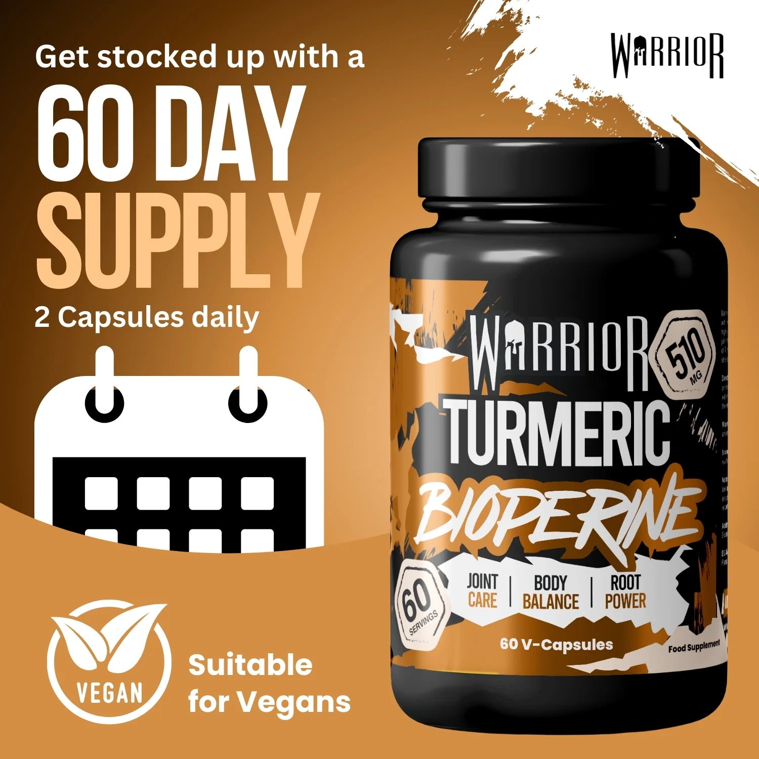 Warrior Turmeric with Bioperine 510mg - 60 Vegan Caps - Image 4
