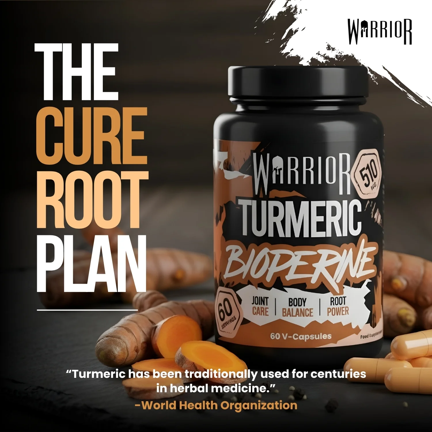 Warrior Turmeric with Bioperine 510mg - 60 Vegan Caps - Image 5