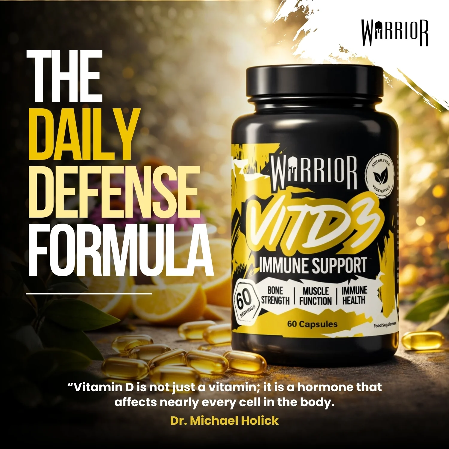 Warrior Vitamin D3 – 4000 IU (60 Tablets) | High Strength Immunity, Bone, Mood & Muscle Support - Image 5