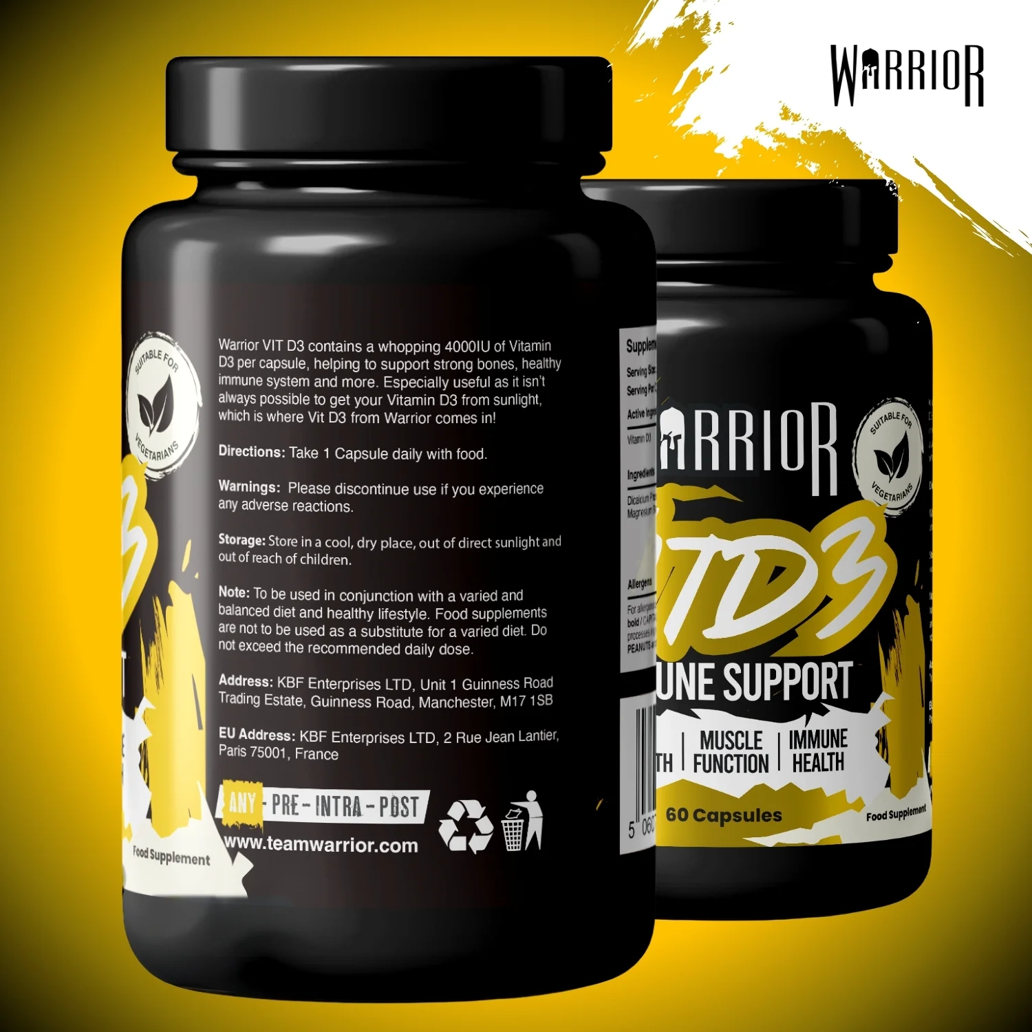 Warrior Vitamin D3 – 4000 IU (60 Tablets) | High Strength Immunity, Bone, Mood & Muscle Support - Image 9