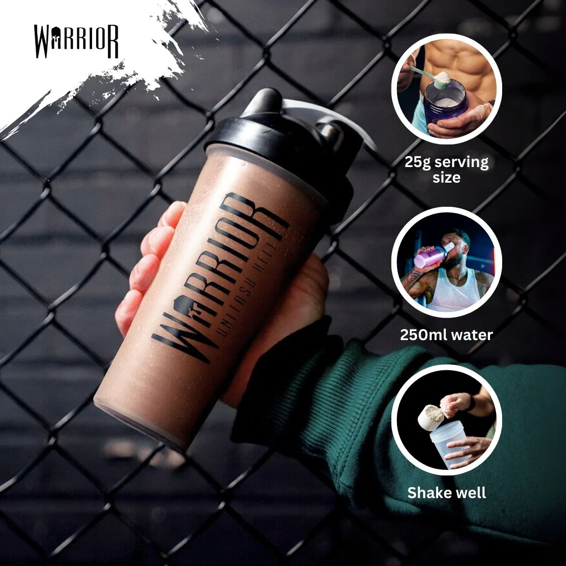 Warrior Whey Protein Powder – 500g | High Protein Shake for Muscle, Recovery & Lean Gains UK - Image 3