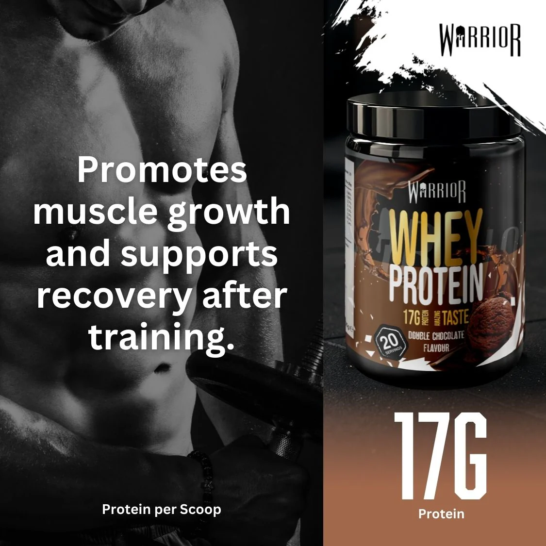 Warrior Whey Protein Powder – 500g | High Protein Shake for Muscle, Recovery & Lean Gains UK - Image 4