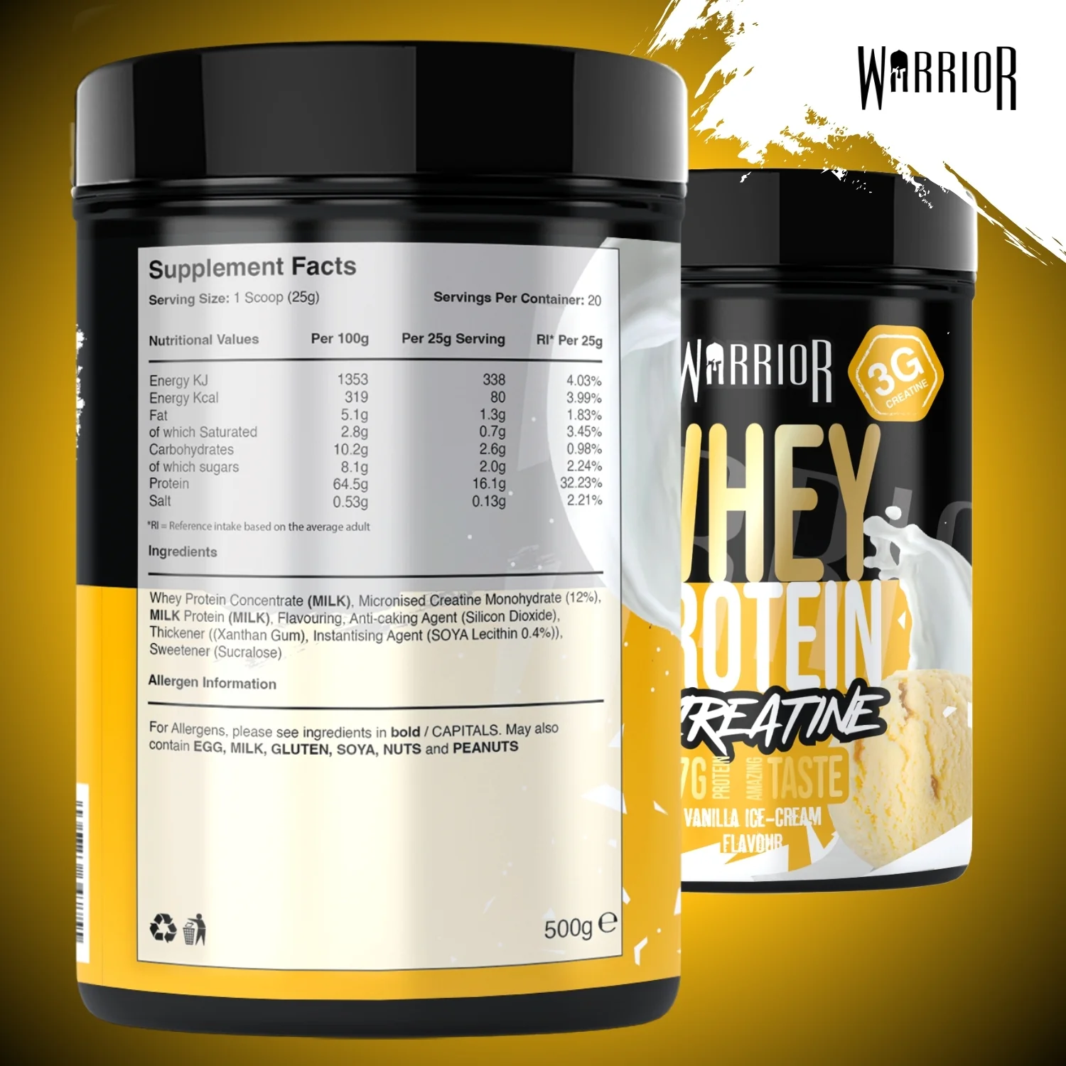 Warrior Whey Protein Plus Creatine | 500g Tubs | 20 Servings - Image 10