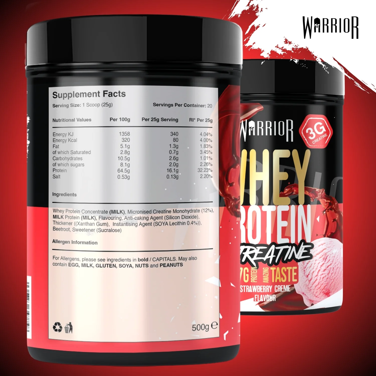 Warrior Whey Protein Plus Creatine | 500g Tubs | 20 Servings - Image 15