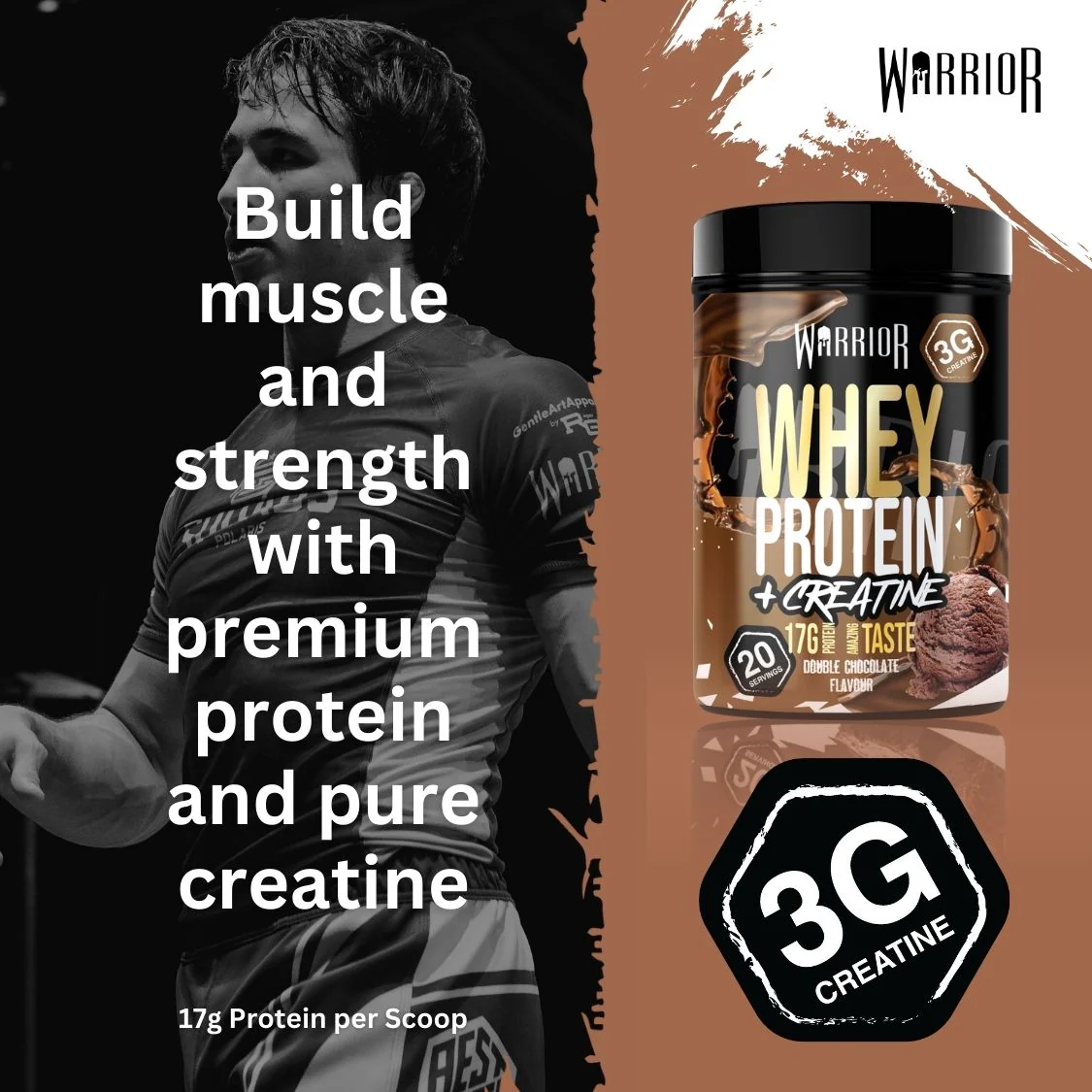 Warrior Whey Protein Plus Creatine | 500g Tubs | 20 Servings - Image 3