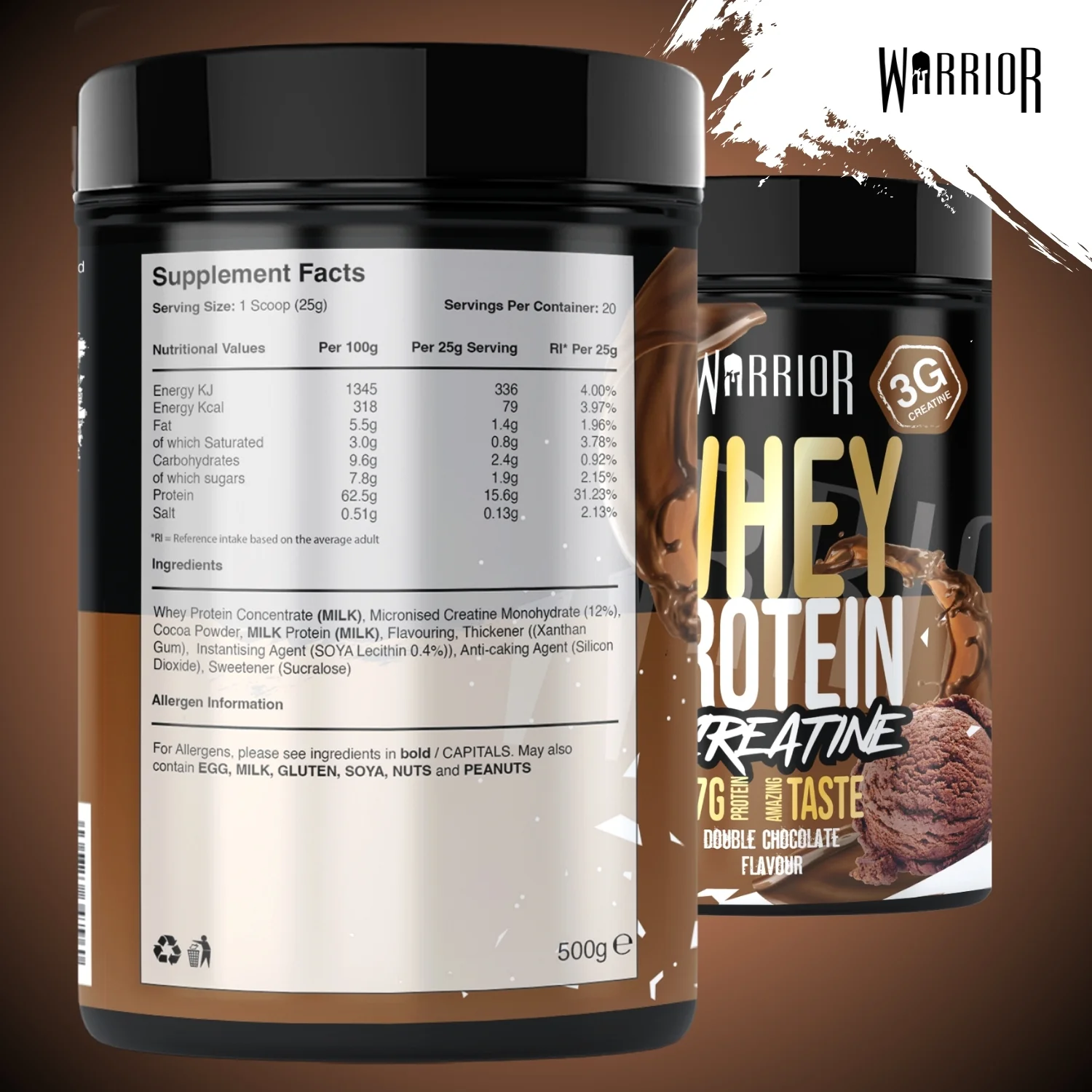 Warrior Whey Protein Plus Creatine | 500g Tubs | 20 Servings - Image 5