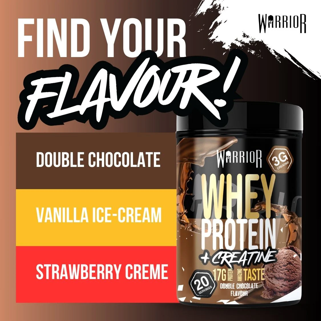 Warrior Whey Protein Plus Creatine | 500g Tubs | 20 Servings - Image 6