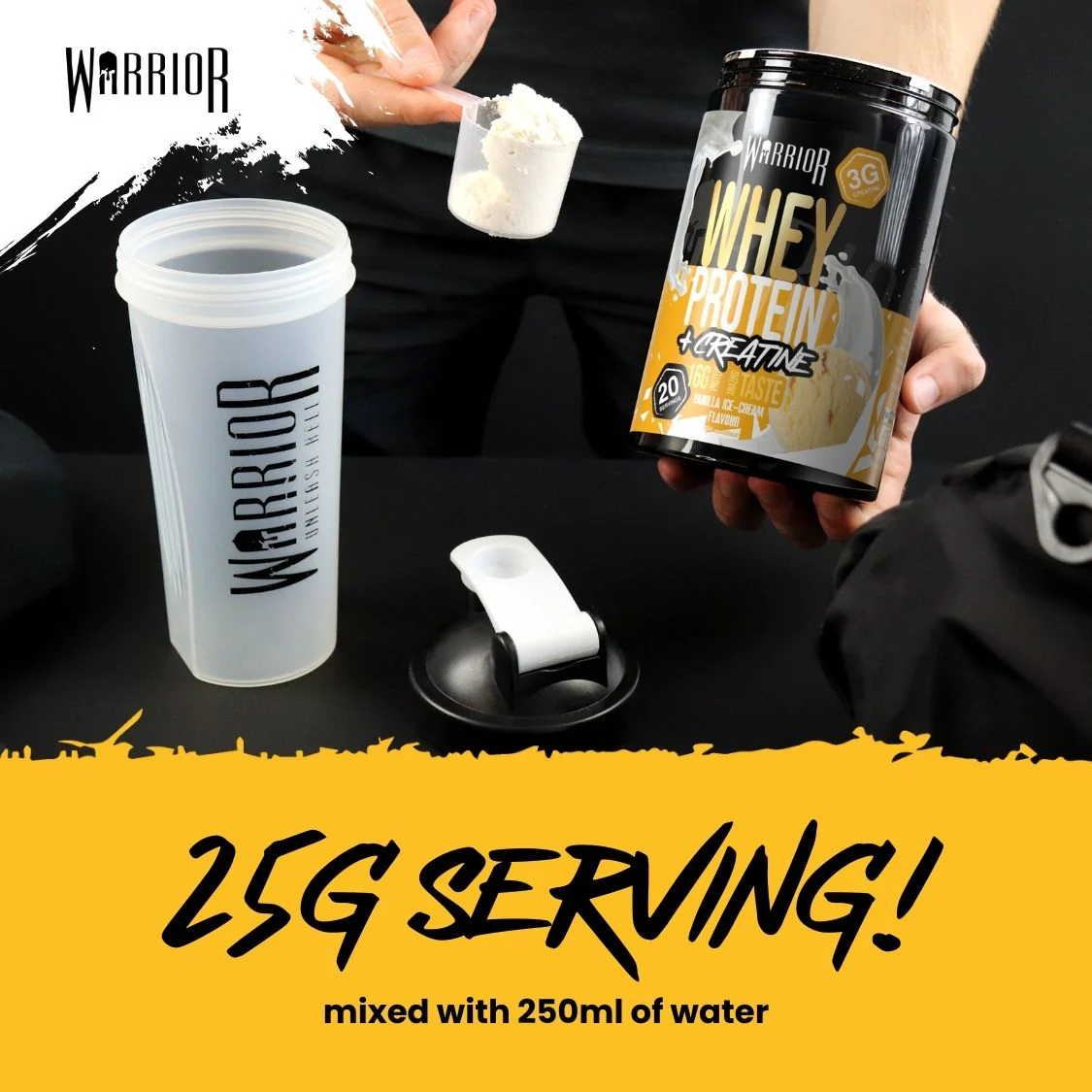 Warrior Whey Protein Plus Creatine | 500g Tubs | 20 Servings - Image 9