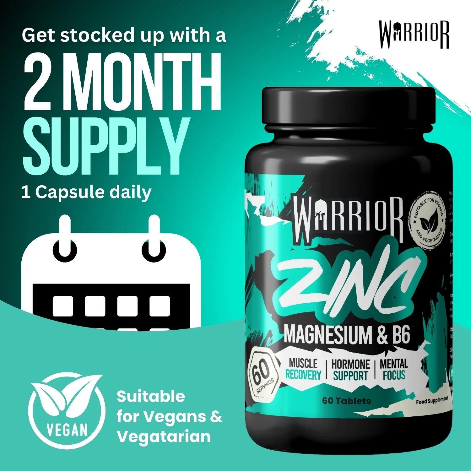 Warrior Zinc – Zinc, Magnesium & Vitamin B6 (60 Tablets) | Sleep, Recovery & Natural Hormone Support - Image 3