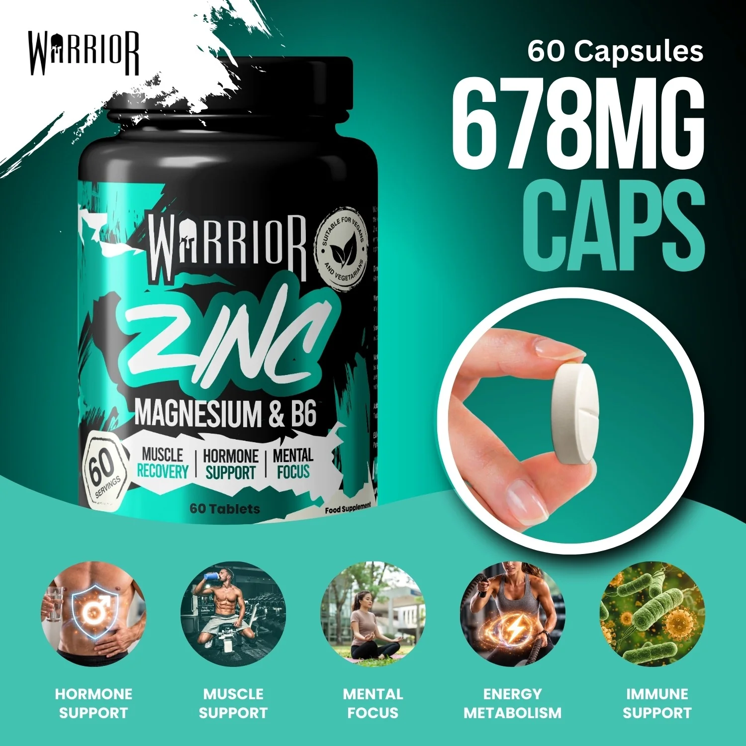 Warrior Zinc – Zinc, Magnesium & Vitamin B6 (60 Tablets) | Sleep, Recovery & Natural Hormone Support - Image 4